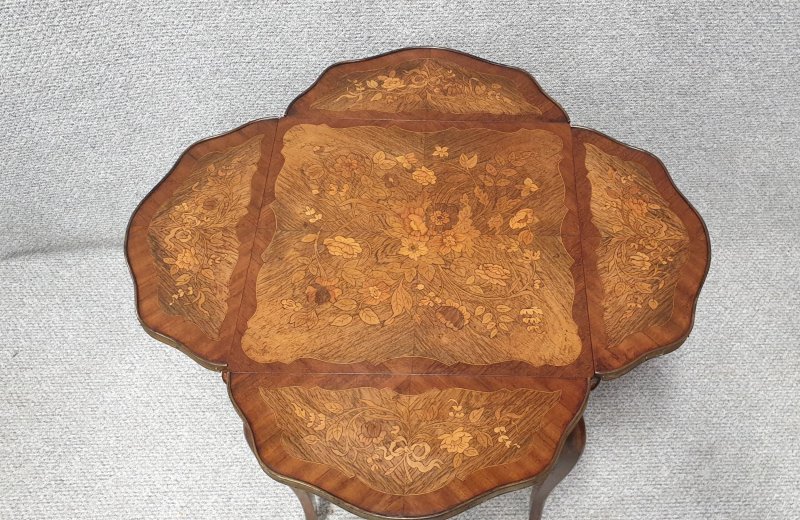English Marquetry Drop Flap Table