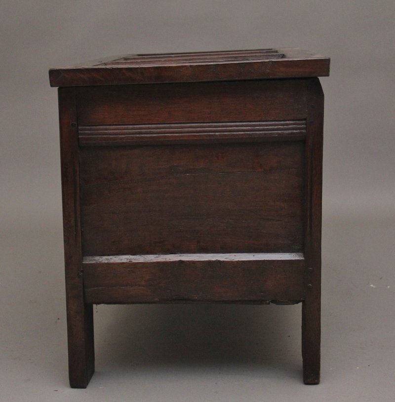 18th Century carved and inlaid oak coffer