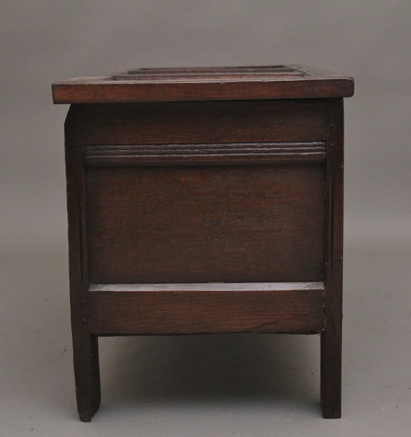 18th Century carved and inlaid oak coffer