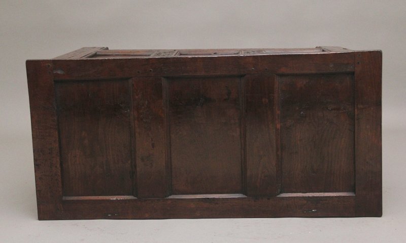 18th Century carved and inlaid oak coffer