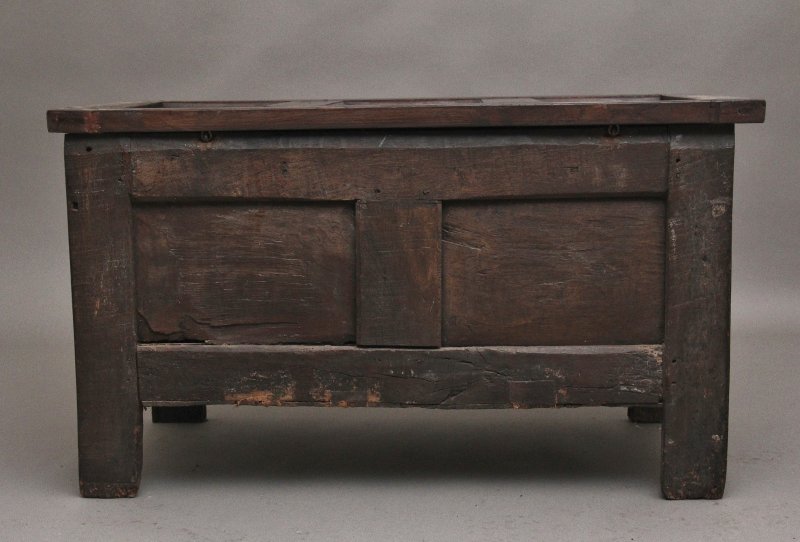 18th Century carved and inlaid oak coffer
