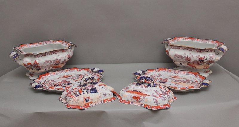 Pair 19th Century Masons iron stone tureens