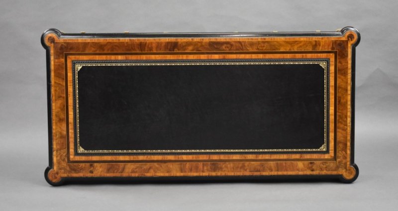 Fine Victorian Burr Walnut Pedestal Desk