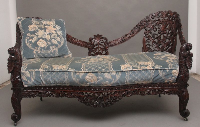 19th Century Anglo Indian carved sofa