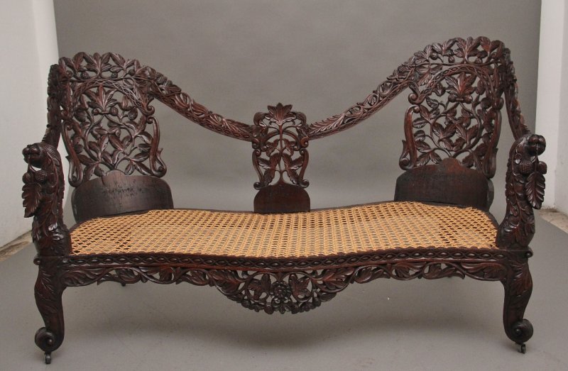 19th Century Anglo Indian carved sofa
