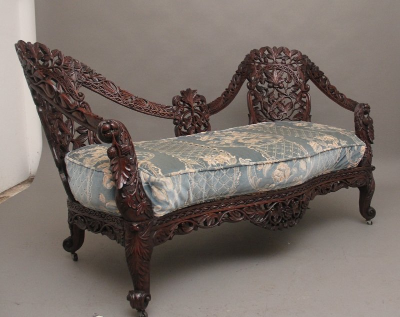 19th Century Anglo Indian carved sofa