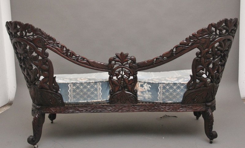 19th Century Anglo Indian carved sofa