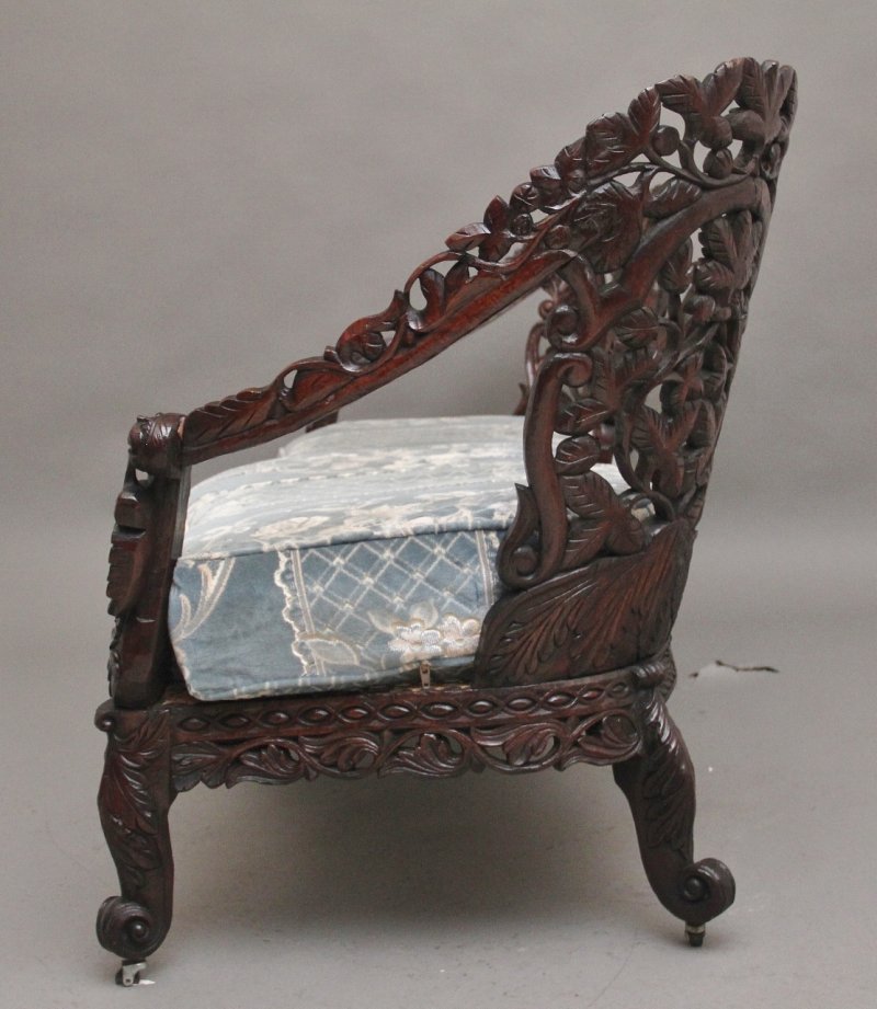 19th Century Anglo Indian carved sofa