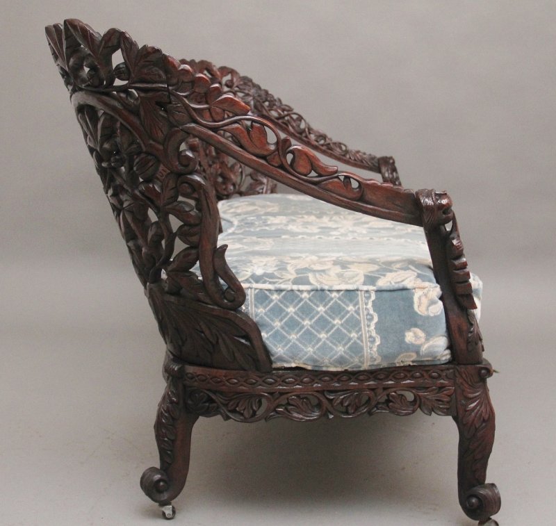 19th Century Anglo Indian carved sofa