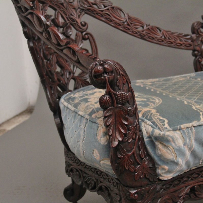 19th Century Anglo Indian carved sofa