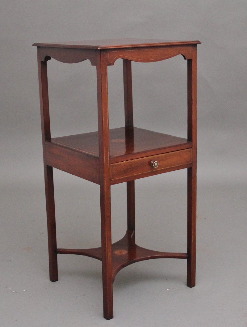 19th Century inlaid mahogany bedside table