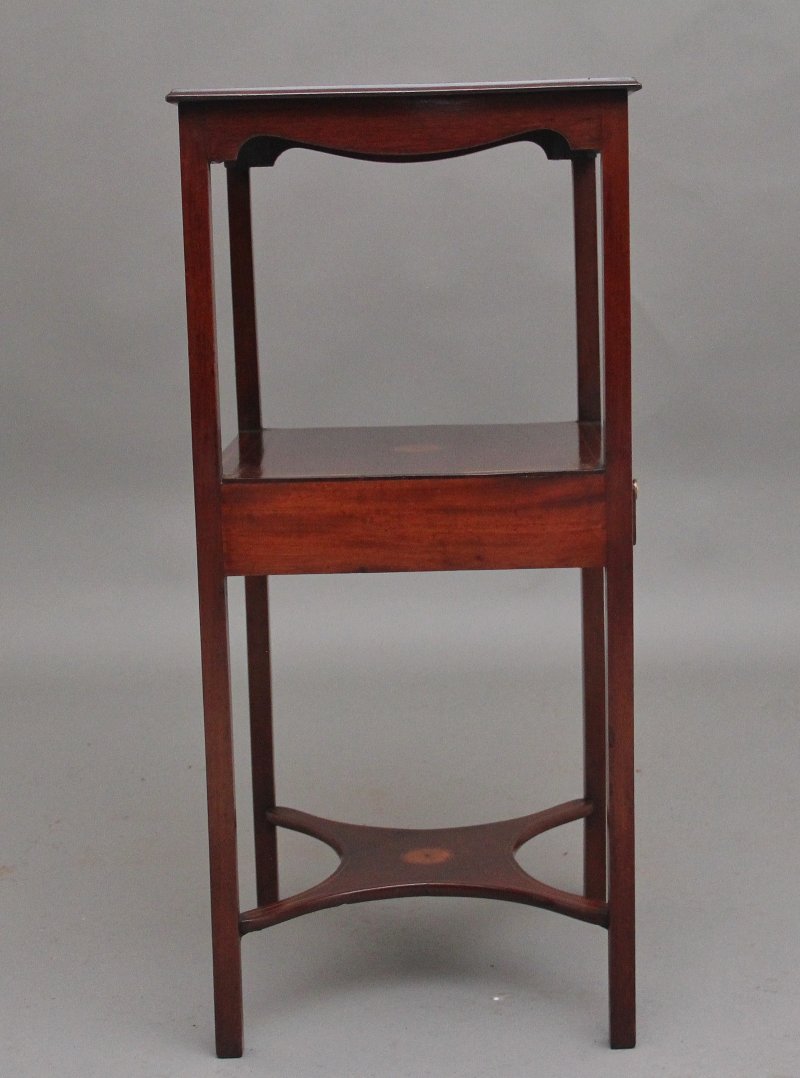 19th Century inlaid mahogany bedside table