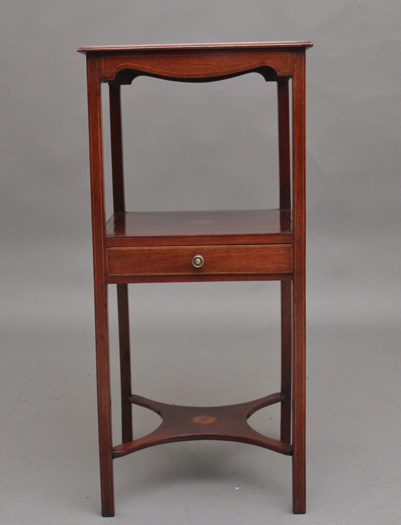 19th Century inlaid mahogany bedside table