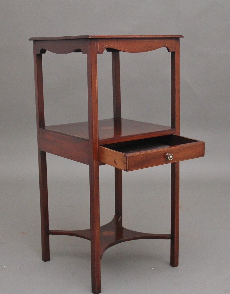 19th Century inlaid mahogany bedside table