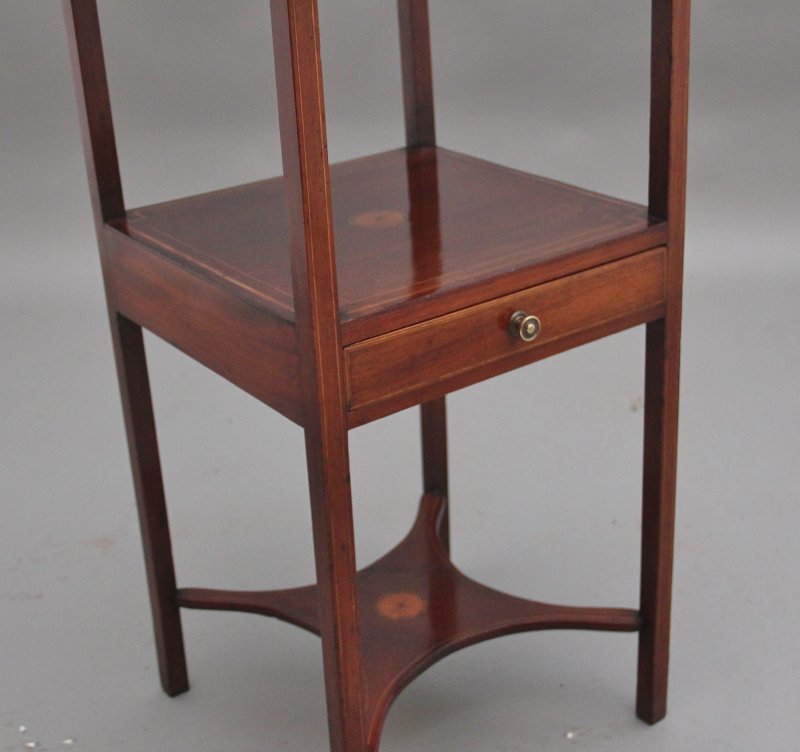 19th Century inlaid mahogany bedside table