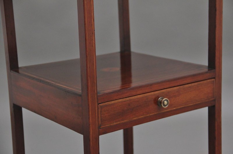 19th Century inlaid mahogany bedside table