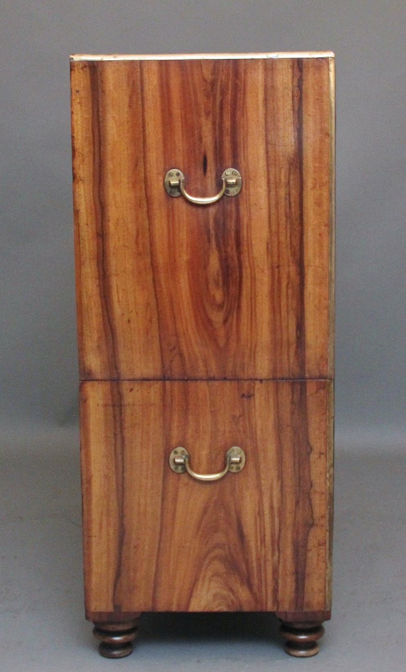 19th Century camphor wood secretaire military chest