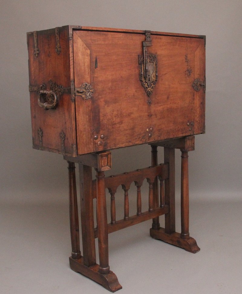 17th Century walnut Vargueno on stand