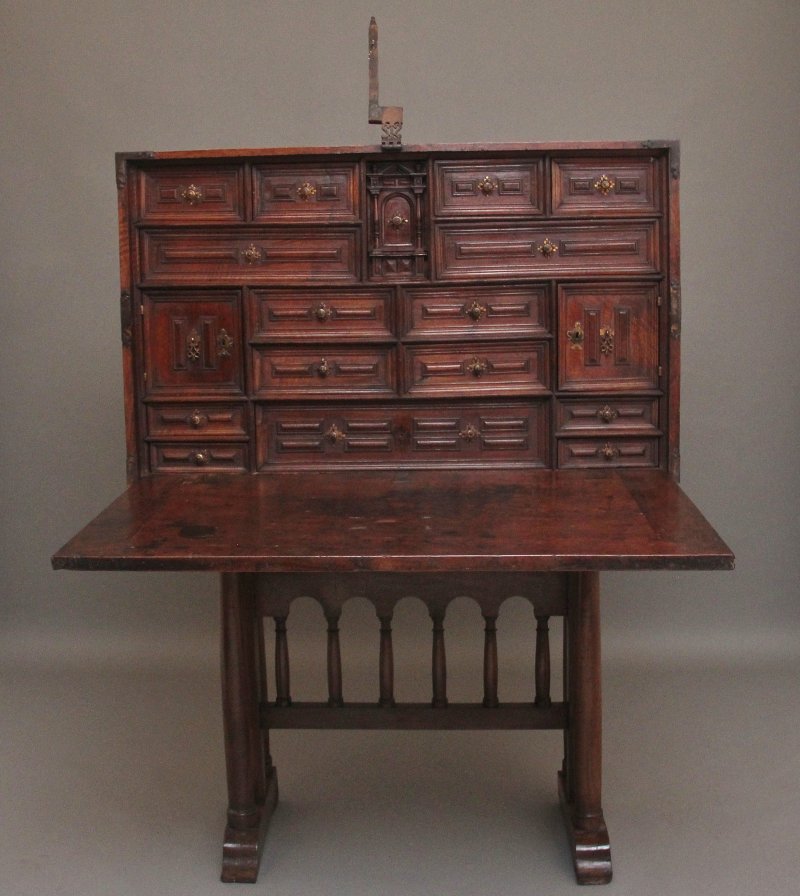 17th Century walnut Vargueno on stand