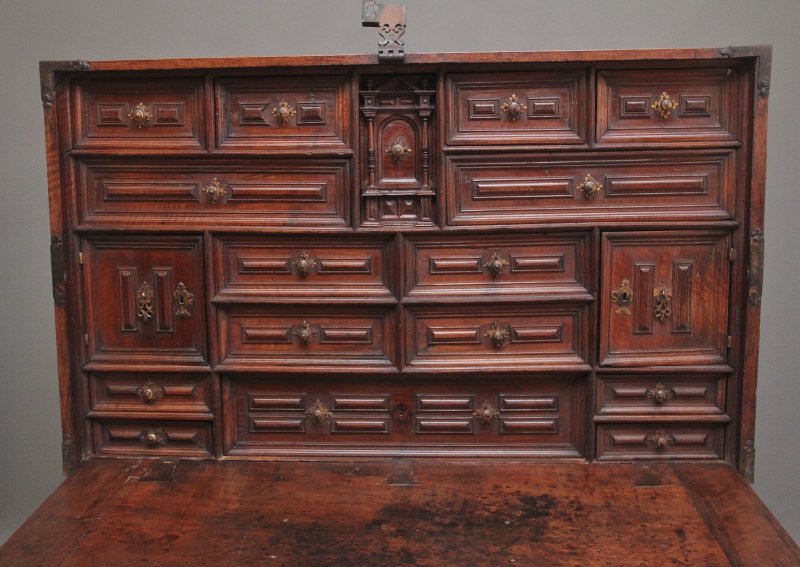 17th Century walnut Vargueno on stand