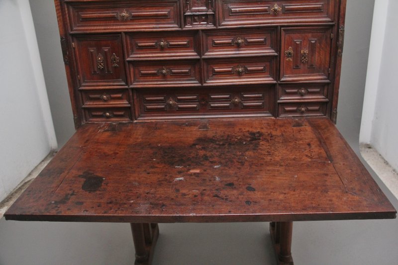 17th Century walnut Vargueno on stand