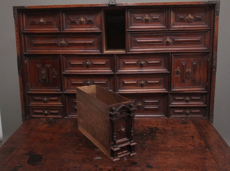 17th Century walnut Vargueno on stand