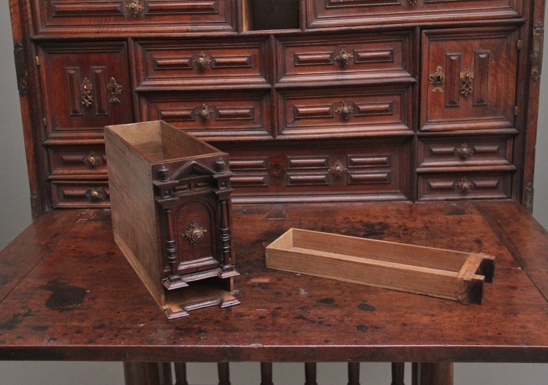 17th Century walnut Vargueno on stand