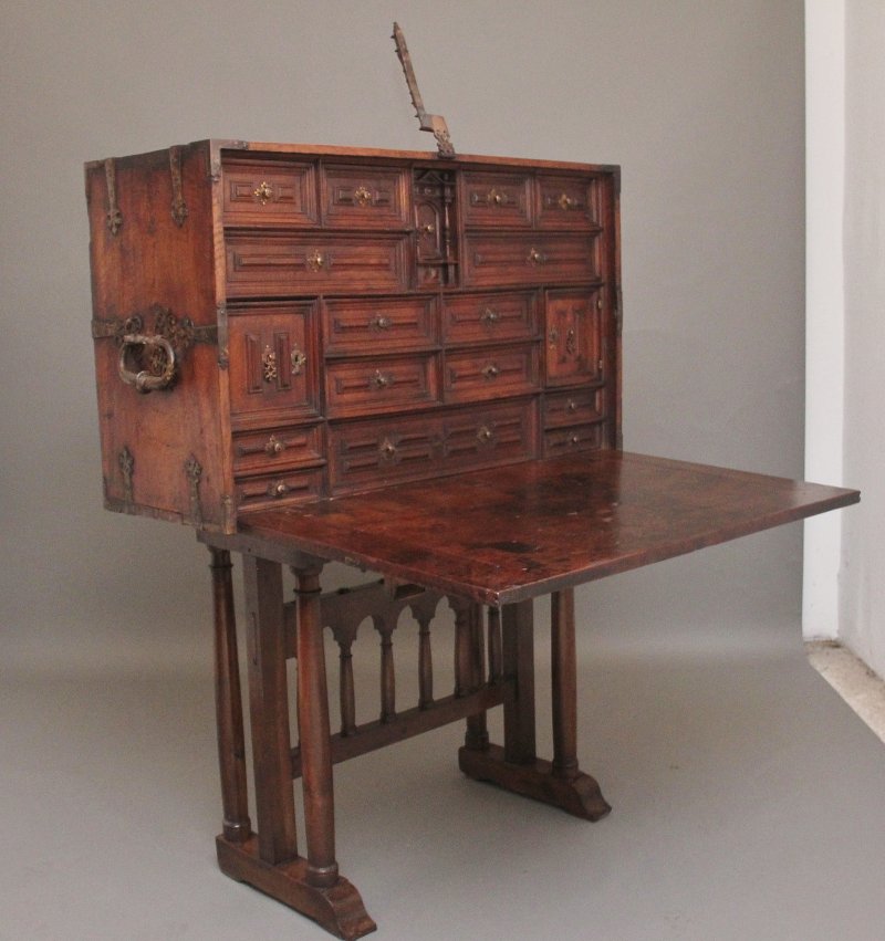 17th Century walnut Vargueno on stand