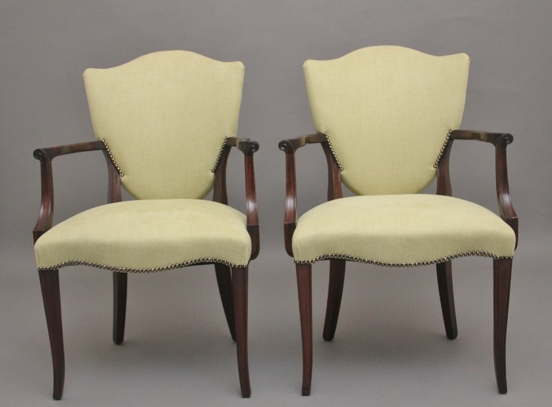 Pair early 20th Century mahogany armchairs