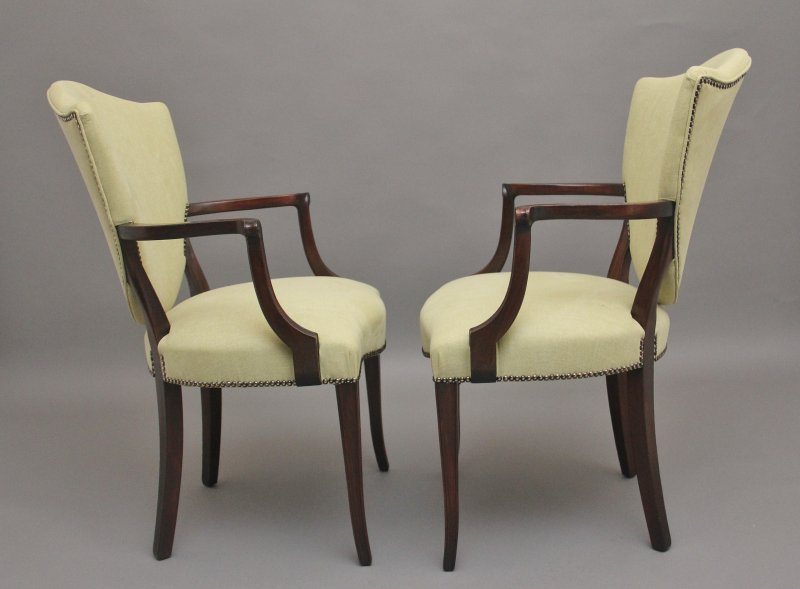 Pair early 20th Century mahogany armchairs