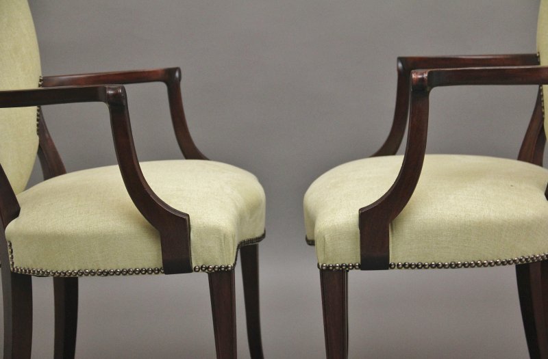 Pair early 20th Century mahogany armchairs