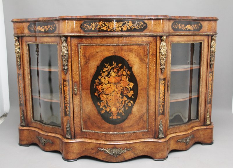 19th Century burr walnut credenza