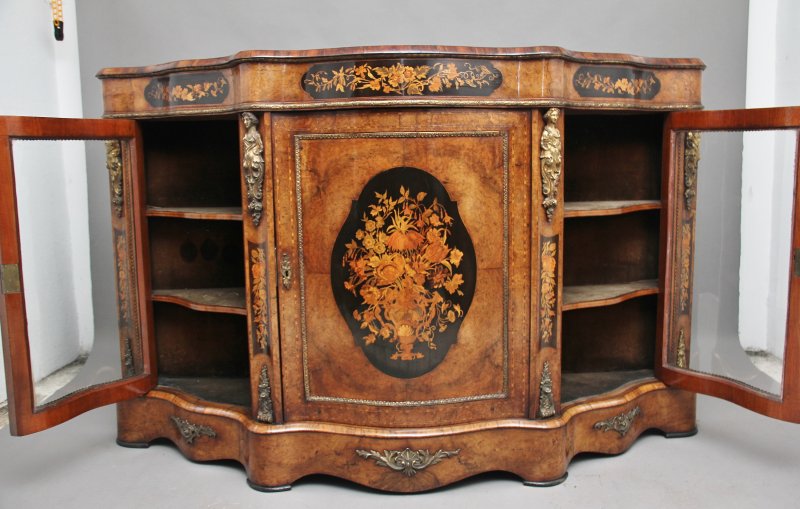 19th Century burr walnut credenza
