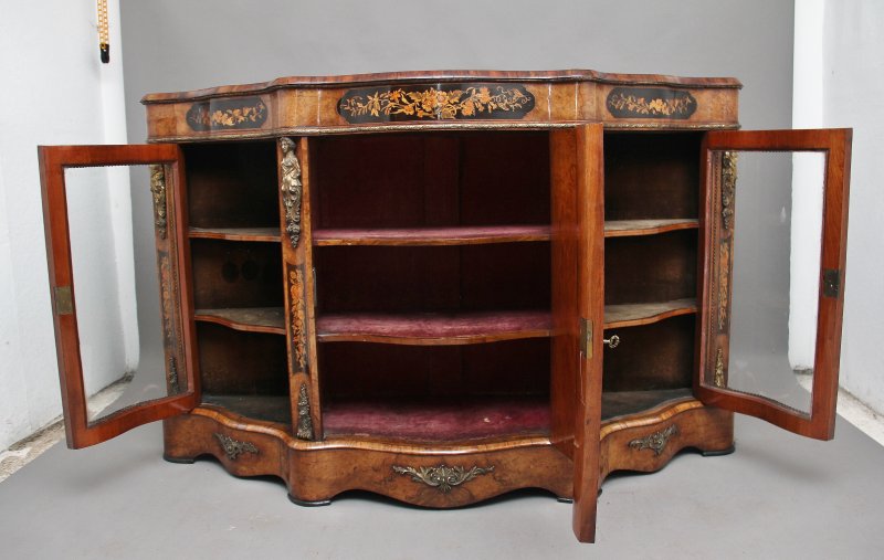 19th Century burr walnut credenza