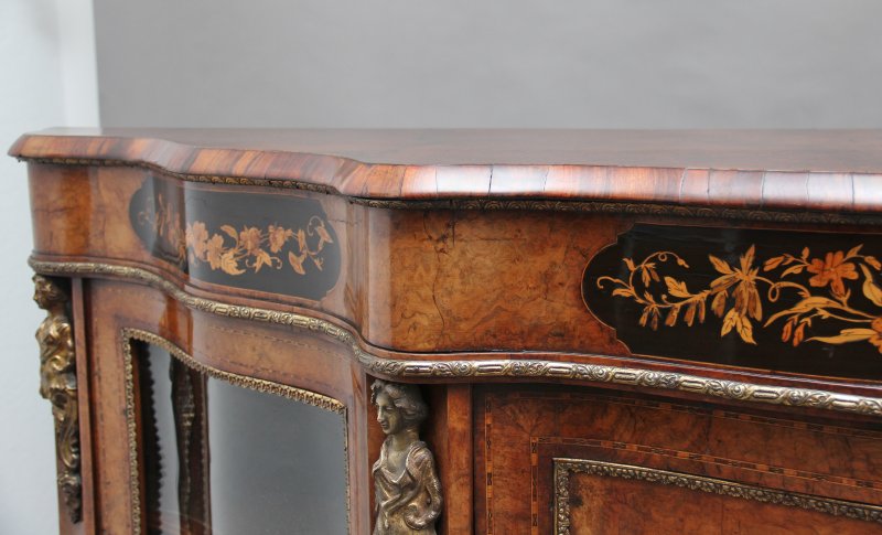 19th Century burr walnut credenza