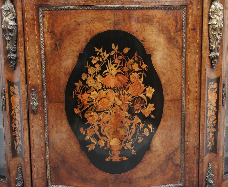 19th Century burr walnut credenza