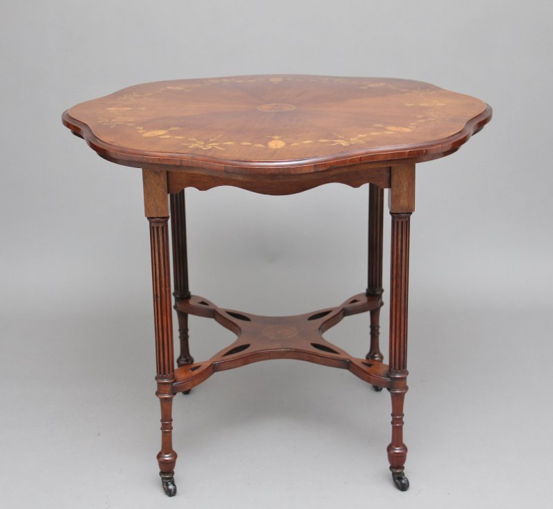 19th Century rosewood and marquetry centre table