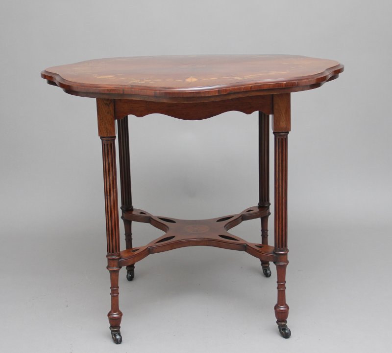 19th Century rosewood and marquetry centre table