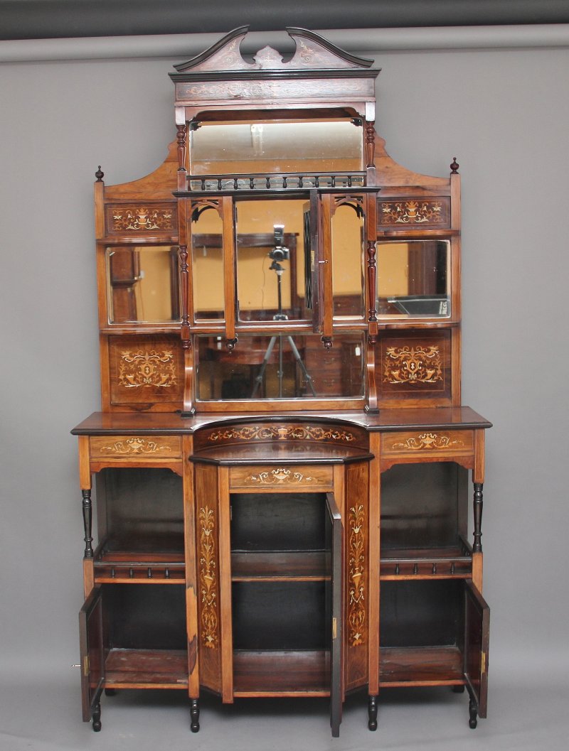 19th Century rosewood and inlaid cabinet