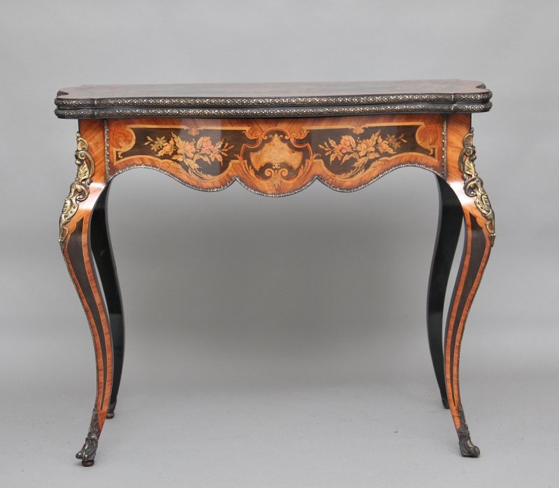 19th Century ebonised marquetry & ormolu card table
