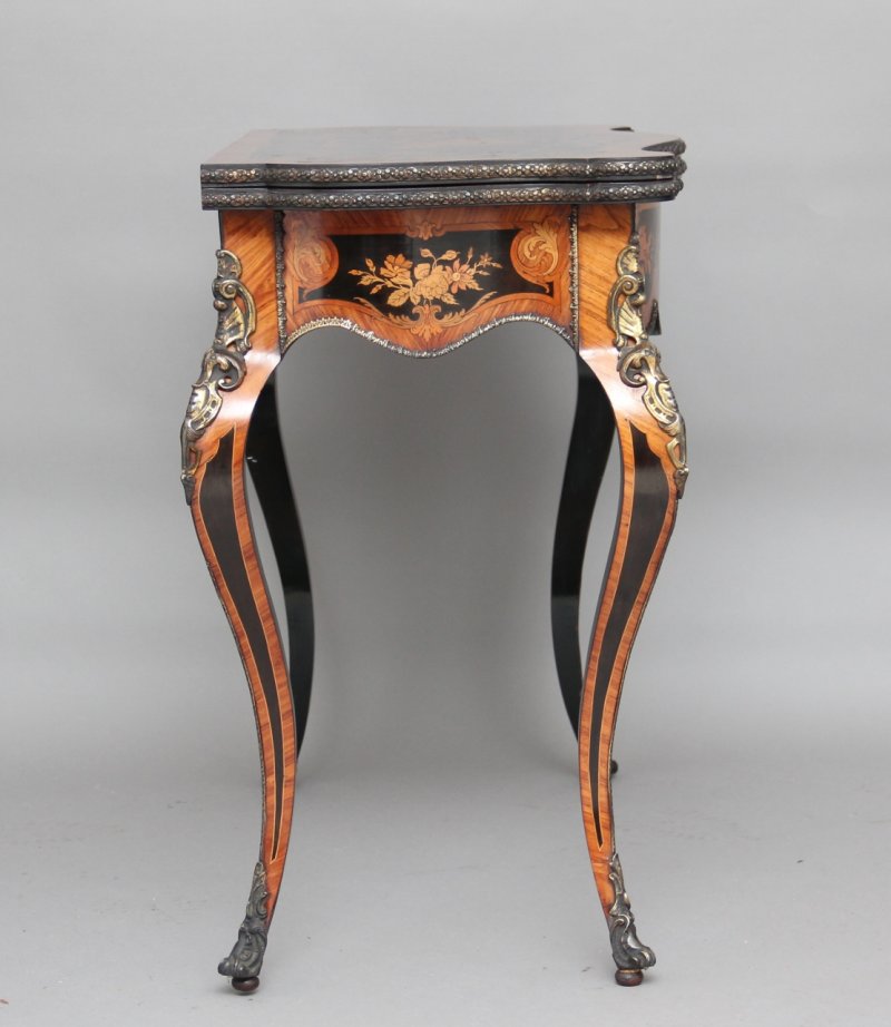 19th Century ebonised marquetry & ormolu card table