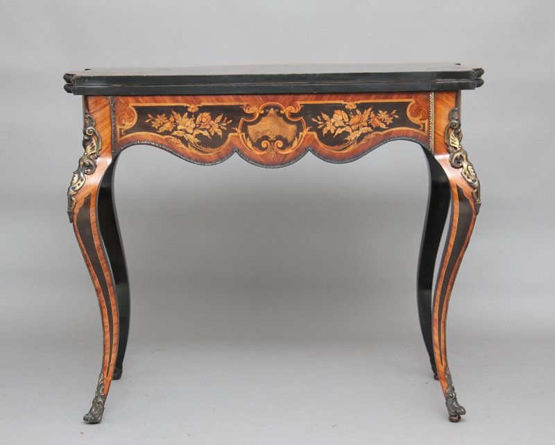 19th Century ebonised marquetry & ormolu card table