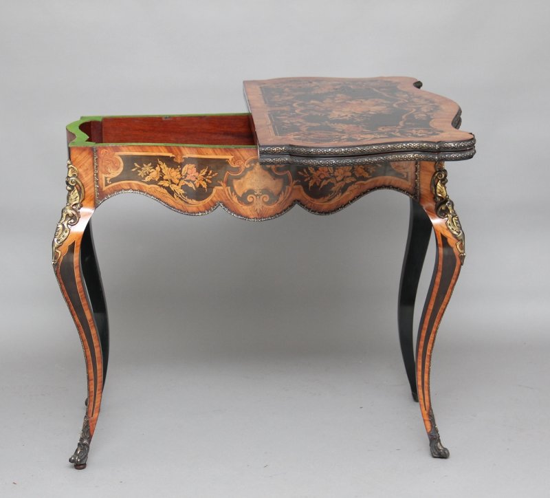 19th Century ebonised marquetry & ormolu card table