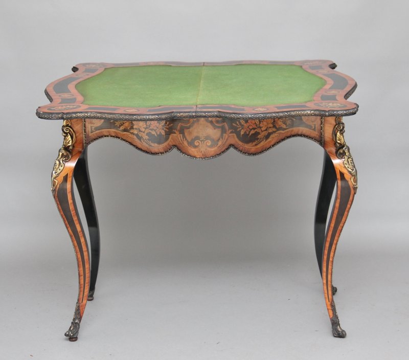 19th Century ebonised marquetry & ormolu card table
