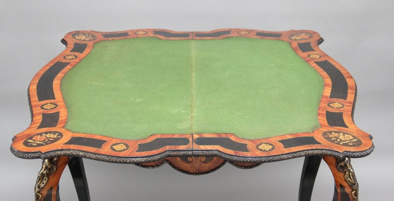 19th Century ebonised marquetry & ormolu card table