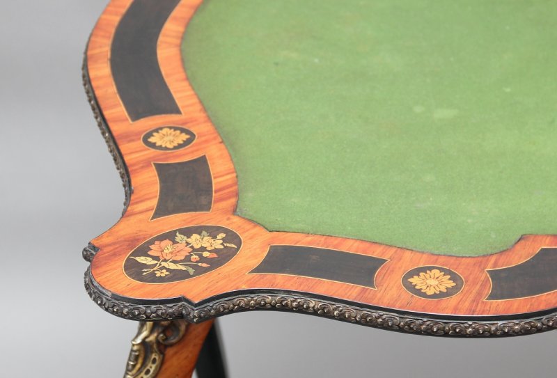 19th Century ebonised marquetry & ormolu card table