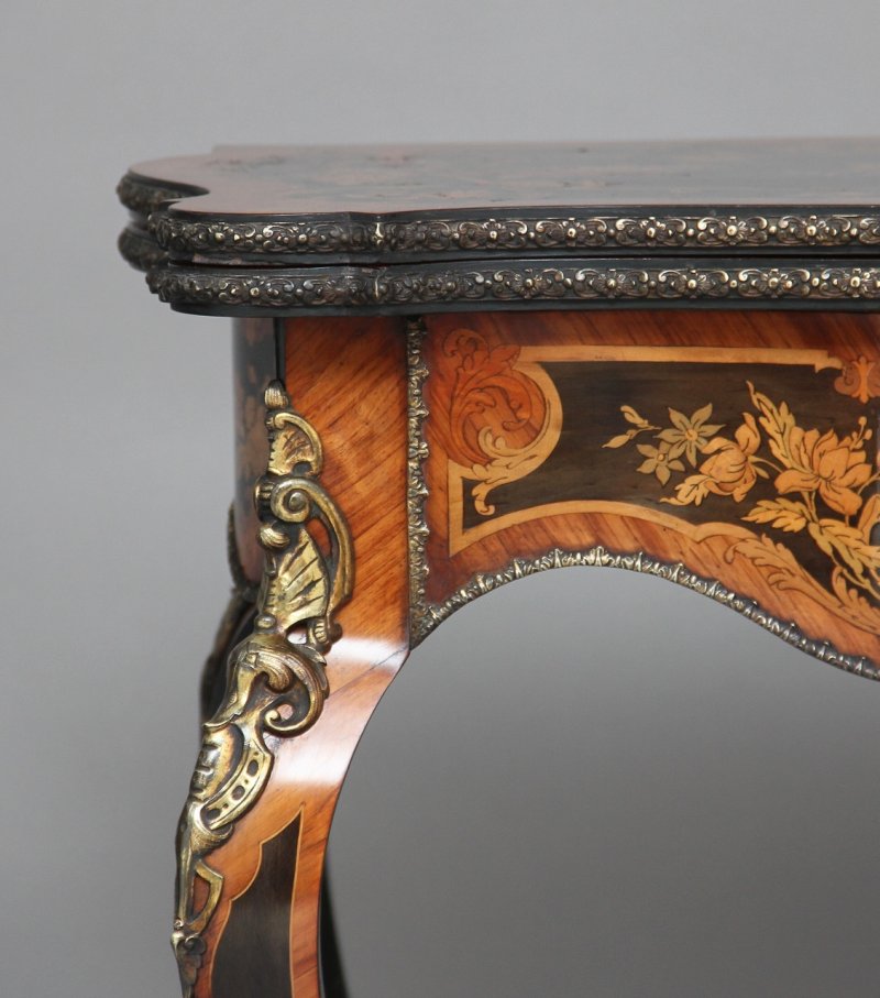 19th Century ebonised marquetry & ormolu card table