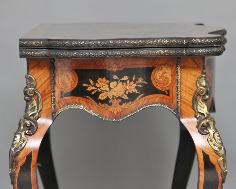 19th Century ebonised marquetry & ormolu card table