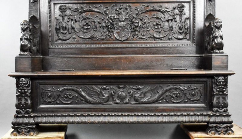19th Century Heavily Carved Oak Settle