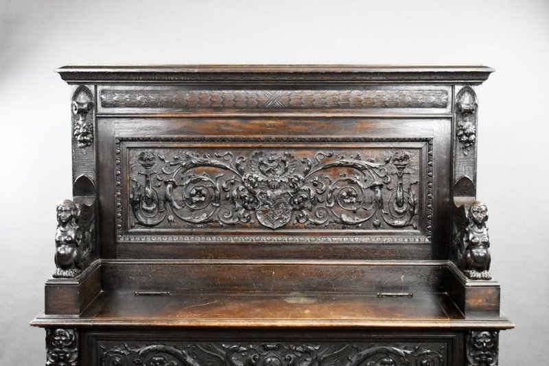 19th Century Heavily Carved Oak Settle